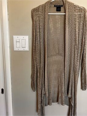 united states sweaters Taupe Open-Front Lightweight Knit Cardigan filmy faircore